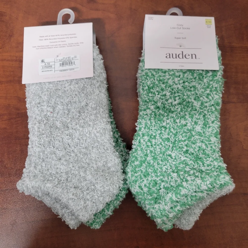 Auden Soft Green and Gray Cozy Low-cut Socks Nwt